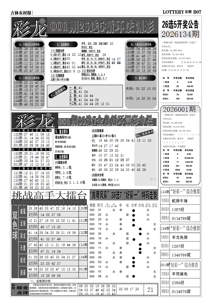 001期七星彩图(高清)D[图]